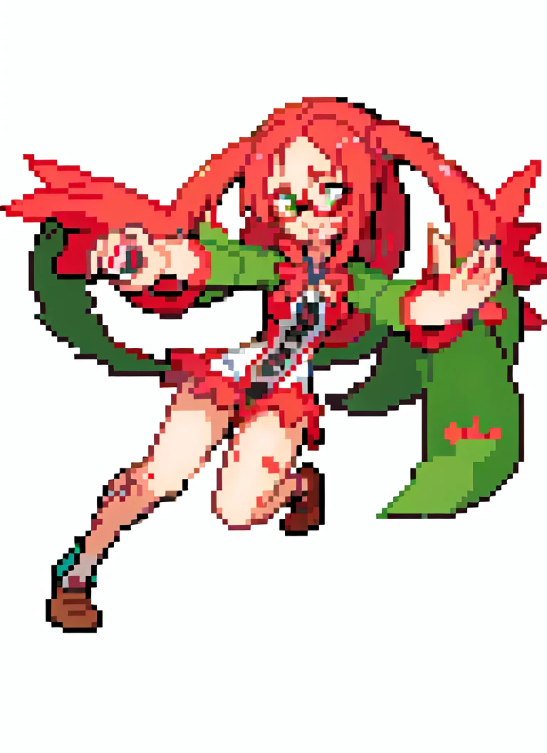 ((best quality)), ((highly detailed)), masterpiece, absurdres, extremely detailed face, beautiful face, (detailed eyes, deep eyes), (1girl), (glasses), dutch_angle, upper body, <lora:hairdetailer:.5>, red head, red hair, vibrant green eyes, ((freckles)), (body freckles), (inside, on an elevator), <lora:pk_trainer768_V1:.8>