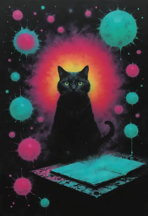 King poetical dingbat, hepcat science, Theoretical ink splat, scope that, <lora:SDXLFaeTastic2400:0.4>, glow in the dark, <lora:Desolation:0.7>, <lora:EnvyFeverDreamXL01a:0.7>