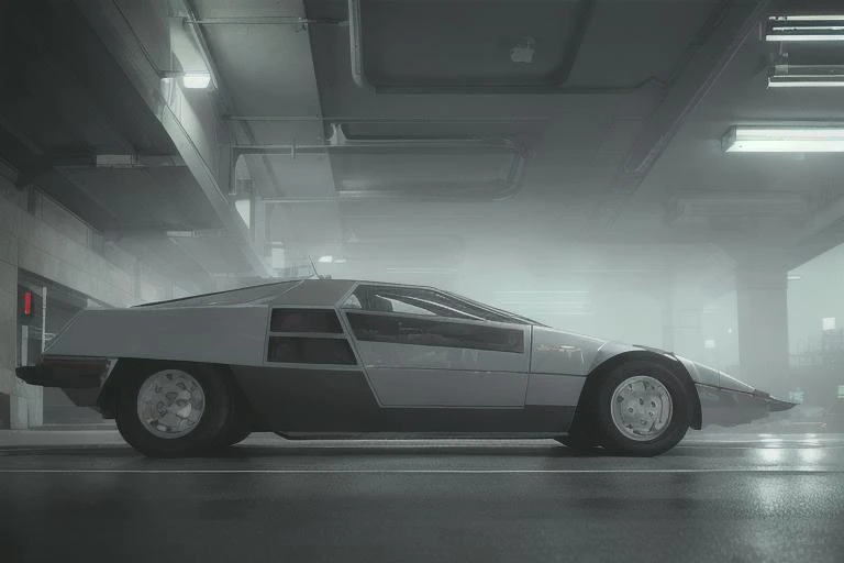 analog gloomy photo of a silver (Dome Zero car, <lora:d0m3z3r0:1>), ((side shot)), racing down an avenue in a futuristic city at night, (neon:1.1), ((cyberpunk)), ((nighttime)), magical, surreal, dreamy, High Detail, Sharp focus, ((photorealism)), realistic, best quality, 8k, award winning, dramatic lighting, epic, cinematic, masterpiece, depth of field, volumetric lights, (ambient fog:1.3), dutch angle, rim light, wide angle lens, steam,