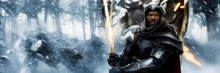 armored tcr3ws holding Excalibur,dragonlance