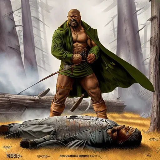 tcr3ws fighting an orc,fantasy art
