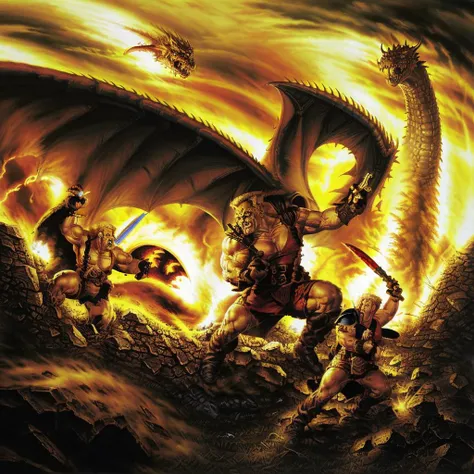 Duke Nukem fighting an orc,dragonlance, <lora:dukeNukemLORA_v1:1>