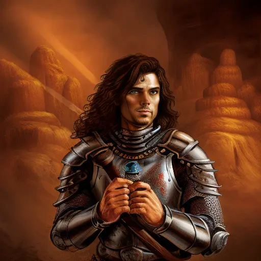 human male Knight with brown hair and dark brown eyes, fantasy art, dungeons and dragons, portrait