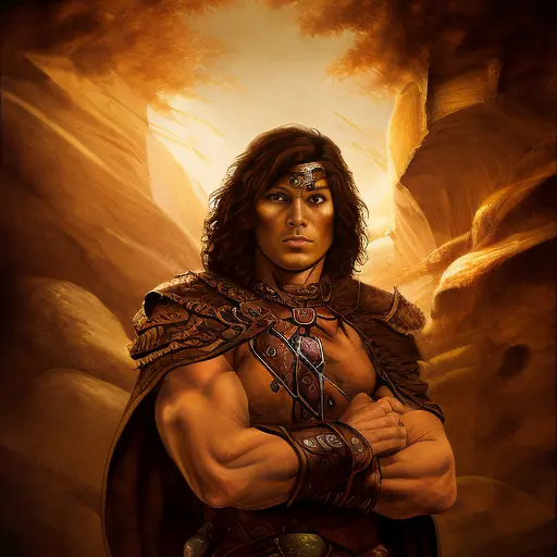 human male Warrior with brown hair and dark brown eyes, fantasy art, dungeons and dragons, portrait