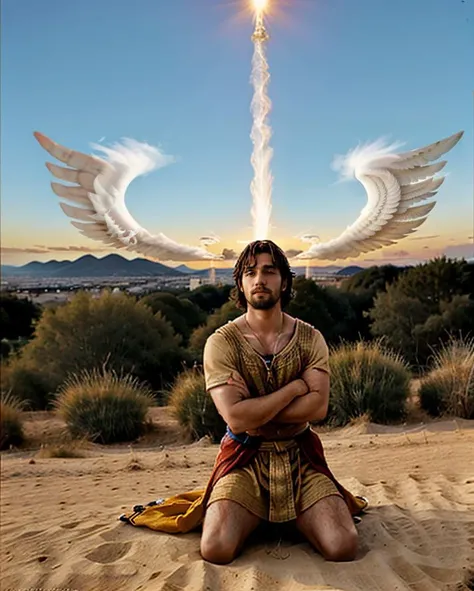 (Jacob went toward Haran, and he came to a certain place and stayed there that night, because the sun had set.)BREAK (Taking one of the stones of the place, he put it under his head and lay down in that place to sleep.)BREAK (And he dreamed, and behold, there was a ladder set up on the earth, and the top of it reached to heaven.)BREAK (And behold, the angels of God were ascending and descending on it!)BREAK ( And behold, the Lord stood above it and said, âI am the Lord, the God of Abraham your father and the God of Isaac. The land on which you lie I will give to you and to your offspring. Your offspring shall be like the dust of the earth, and you shall spread abroad to the west and to the east and to the north and to the south, and in you and your offspring shall all the families of the earth be blessed. Behold, I am with you and will keep you wherever you go, and will bring you back to this land. For I will not leave you until I have done what I have promised you.â )BREAK (Then Jacob awoke from his sleep and said, âSurely the Lord is in this place, and I did not know it.â And he was afraid and said, âHow awesome is this place! This is none other than the house of God, and this is the gate of heaven.â) <lora:BetterHands:1> <lora:DepthOfFieldSliders:0.6> <lora:Better Portrait Lighting:0.6> <lora:EmotionSliders:1> <lora:HDhelper:0.5> <lora:skinny_new_skin:0.4>