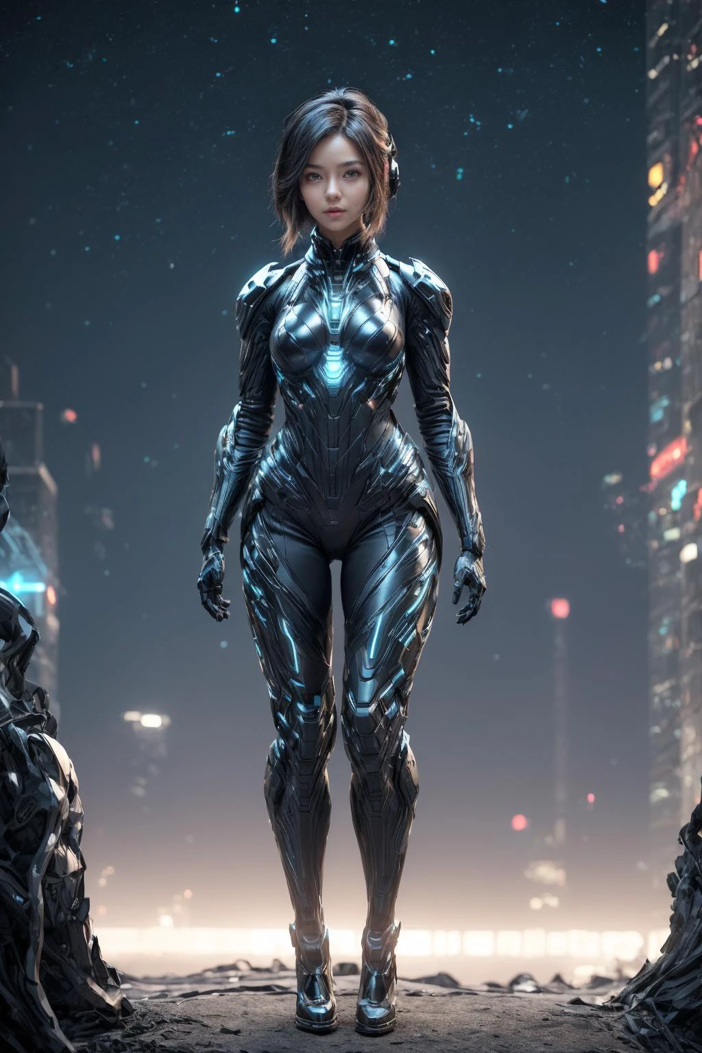 A  young [android | cyborg], catwalking outdoors, luxury fashion show under cloudy starry sky, wearing [bikini with::0.2] sharp armor gaps with enriched ozone engine, Khala mind union link,
[little young [Jennifer Freeman | Catriona Gray]:0.1],
[:a real life analog photo, photography achievement, depth of field, film grain:0.2]
<lora:SpaceKnights5:0.75>