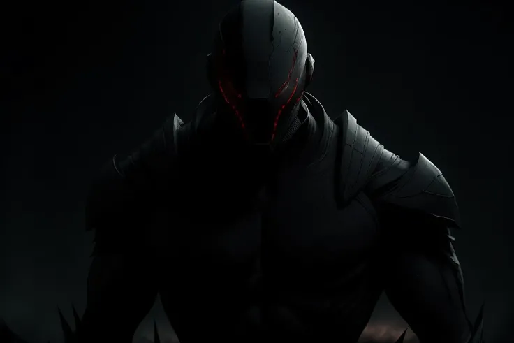 Horror-themed a male, helmet <lora:SpaceKnights5-RGB:0.7> . Eerie, unsettling, dark, spooky, suspenseful, grim, highly detailed