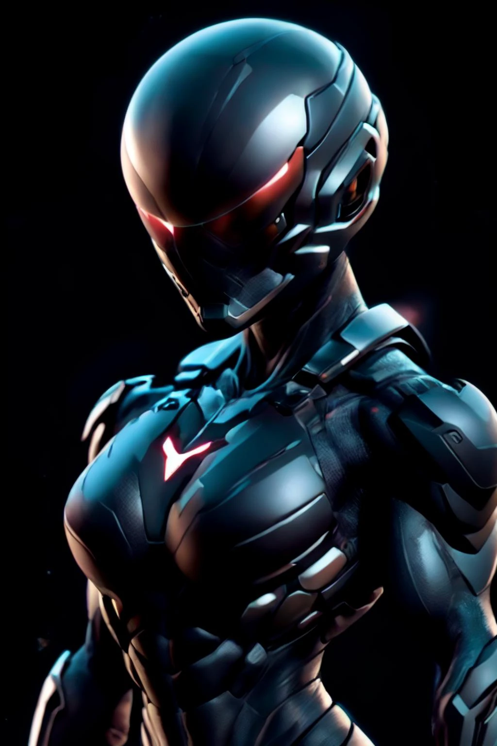 1girl, muscular, upper body, helmet, night , black background, <lora:SpaceKnights_3.0:1>