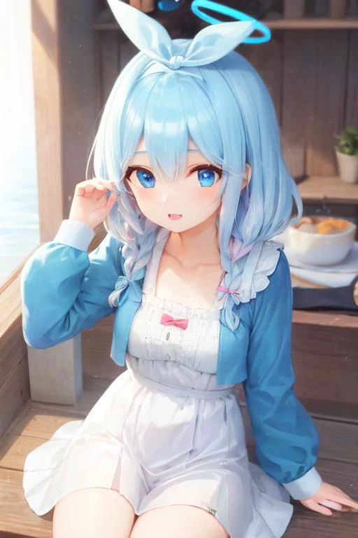 arona_\(lan\),1girl, solo,masterpiece, best quality,blue eyes,a blue halo, white hairband, hair bow,  <lyco:cailaiarona-000007:0.7>