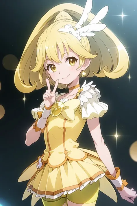 <lora:eye_opening_v2.0:-1>(masterpiece, best quality:1.2),
<lora:locon_cure_peace_01:1>
cure peace, wing hair ornament, wrist cuffs, yellow bike shorts, shorts under skirt,
