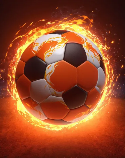 soccer ball<lora:Fiery_aura_XL_-_Burning_passion:1> fiery aura, (masterpiece), best quality, highres, 4k, 8k, amazing quality, amazing shading, soft lighting