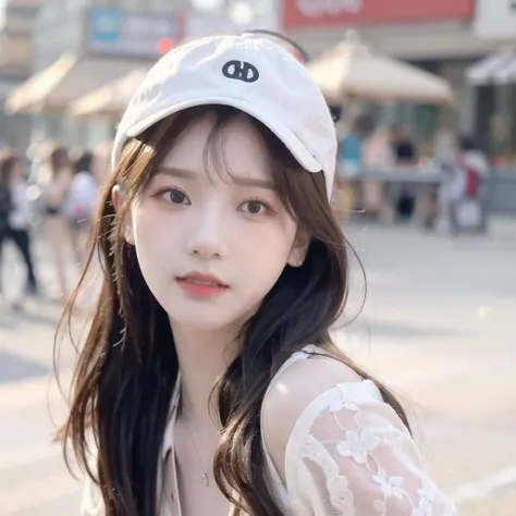Portrait of karina, (baseball cap), street photography, city streets, blushing, awkward smile, looking into camera, (8k, best quality, masterpiece:1.2), (realistic, photo-realistic:1.37), ultra-detailed, 1 girl, cute, solo, beautiful detailed sky, night, dating, (nose blush), (closed mouth) small breasts, beautiful detailed eyes, realistic, photo, matte colors, detailed backgound,  eye makeup,bikini,<lora:aespaKarina_aespaKarinaV5:0.7>, Natural light,<lora:koreandolllikeness_V10:0.05>, <lora:epiNoiseoffset_v2:1>,  <lora:cuteGirlMix4_v10:0.6> (pureerosface_v1:0.5), (ulzzang-6500-v1.1:0.5)  <lora:chilloutmixss_xss10:0.3> <lora:japaneseDollLikeness_v10:0.1> <lora:taiwanDollLikeness_v10:0.1>