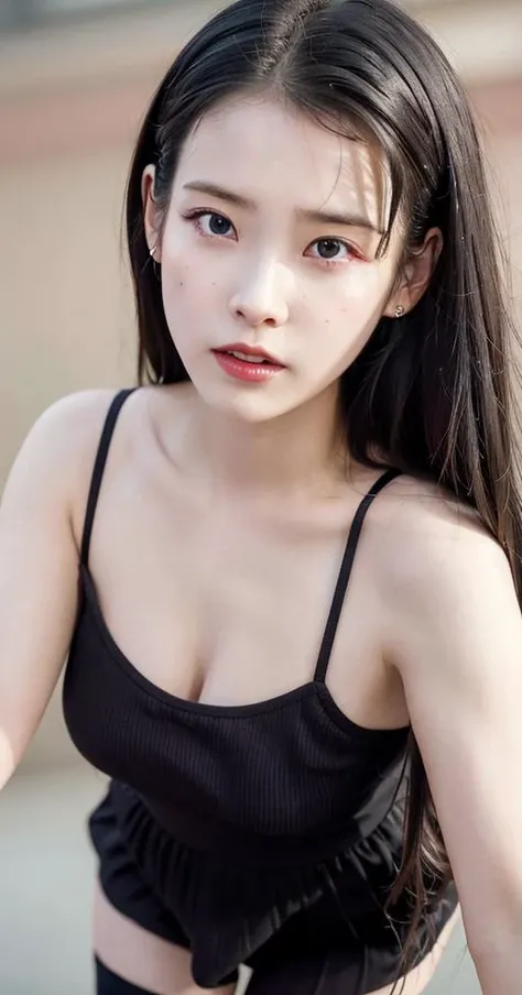 1girl, standing, shot from distant, black stockings, full body shot , openpose, black empire dress, black hair,simple diamond earrings,extremely dedicated face, detailed skin, looking at viewer,solo , black skirt, thighhighs, street, tree ,depth of field, highly detailed RAW photo, photorealistic, photo real, ultra high res,detailed shadow, best quality,(front lighting), (masterpiece), best quality, highest quality, extremely detailed CG unity 8k wallpaper, detailed and intricate, original,highres, extremely detailed and beautiful eyes, fingernails, (eyeliner:0.5),(blush:0.5), (photorealistic:1.4), (ambient light:1.3),(cinematic composition:1.3),(neon lights:0.1),(HDR:0.1), Accent Lighting, (pantyshot:1.2) night view, UHD, 8k, high res, ((high detailed skin, skin details)),high quality, (8k, RAW photo, best quality, masterpiece:1.2), extremely detailed, photography, nikon RAW photo,8 k,Fujifilm XT3,masterpiece, best quality, 1girl,solo,realistic, photorealistic, 8k, Amazing, finely detailed, beautiful detailed eyes, best quality, ultra high res, (ulzzang-6500-v1.1:0.2) <lora:aespaKarina_aespaKarinaV3:0.2> <lora:iu_V35:1>