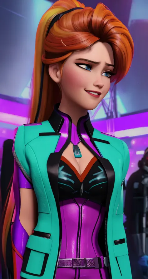 woman,  blue-gray eyes, farmer, orange hair,
([Adrianne Palicki]:0.9),  smillng, 
cyberpunk, middle shot, colorful,
[(colorful explosion psychedelic paint colors:1.21)::0.1],
masterpiece, professional, high quality, beautiful, amazing, zbrushcentral, Blazer, very long hair, 
masterpiece, highres,  4k, detailed background, psychotic, (secret:0.8), by Ivan Albright, by Claude Monet,