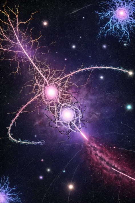 a neuron spinning around the universe because they are in love