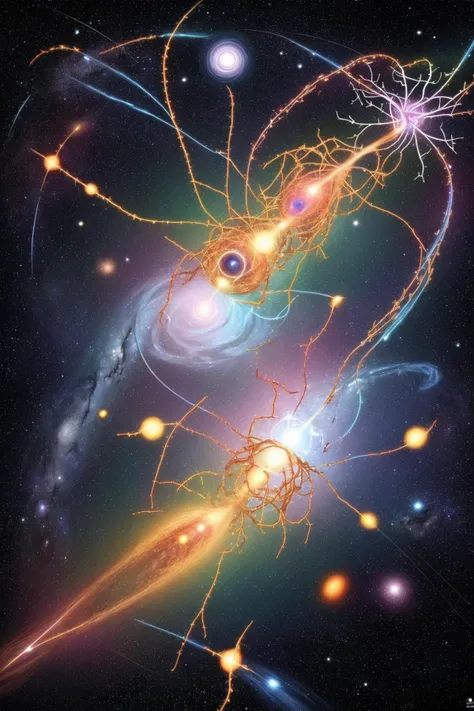 a neuron spinning around the universe because they are in love
