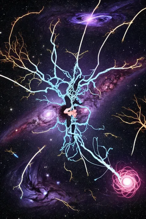 a neuron spinning around the universe because they are in love