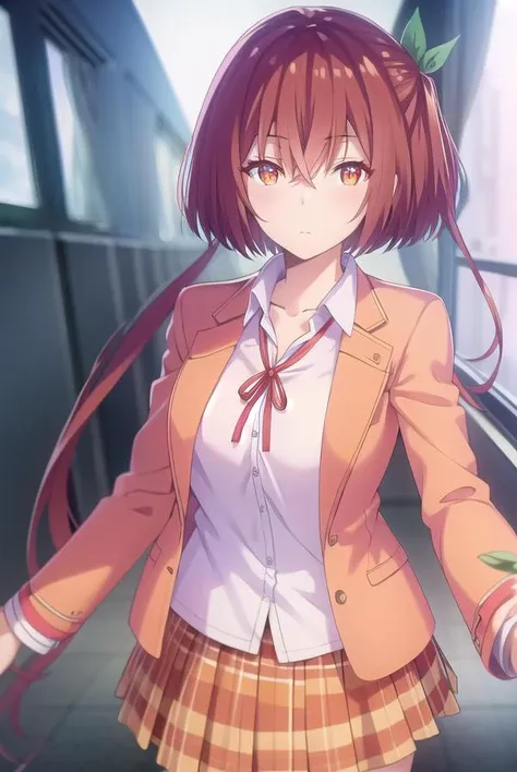 maonanjou, <lora:mao nanjou s1-lora-nochekaiser:1>,
mao nanjou, long hair, (orange eyes:1.3), red hair, side ponytail,
BREAK skirt, school uniform, jacket, plaid, plaid skirt, blazer,
BREAK indoors, classroom,
BREAK looking at viewer,
BREAK <lyco:GoodHands-beta2:1>, (masterpiece:1.2), best quality, high resolution, unity 8k wallpaper, (illustration:0.8), (beautiful detailed eyes:1.6), extremely detailed face, perfect lighting, extremely detailed CG, (perfect hands, perfect anatomy),