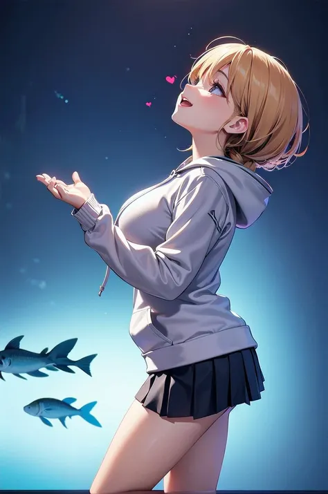 1girl,braids,((white),(hoodie)),(mini pleated skirt),huge breasts,happy,heart,aquarium,from_side,looking_up,available light,
32K,16K,4K,8K,best quality,masterpiece,ultra high res,professional lighting,physically-based rendering,(beautiful background illustration),