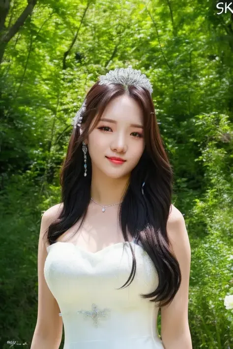 <lora:fromisJisun:1>,Jisun,RAW photo,physically-based rendering,(8k, best quality, masterpiece:1.2),(full body shot:1.1),octane render,extremely detailed CG unity 8k wallpaper,studio soft light, rim ligh,in forest,sunlight,standing,(a girl is wearing wedding dress:1.5),hyper realistic detail shiny skin,ultra detailed,(ultra realistic:1.5),(looking at viewer:1.2),(intricate:1.2),(photorealistic:1.4),1girl,(skinny:1.3),detailed background,(close up:1.1)