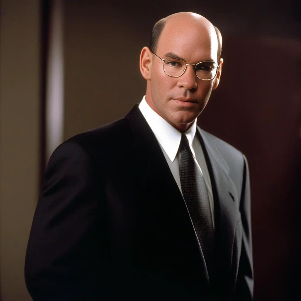 <lora:mitch_pileggi_XL:1> mitch_pileggi, glasses, standing, dark business suit, suit, tie,