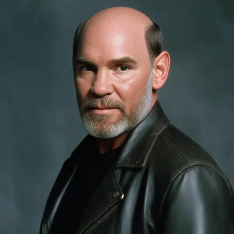 <lora:mitch_pileggi_XL:1> old mitch_pileggi, beard, leather jacket, realistic, cinematic,