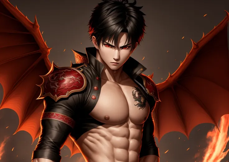 Masterpiece, 4K, Ikemen, <lora:Badass_Ikemen:0.6>, Badass Ikemen, symmetrical, centered, facing the viewer,wearing fighting gear, dragon embroisery in the background, full body