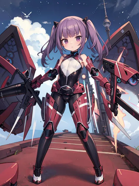 masterpiece, best quality, 1girl, solo, ichijou ayaka, twintails, sidelocks, <lora:ichijou_ayaka_locon_v1:1> bodysuit, mecha musume,