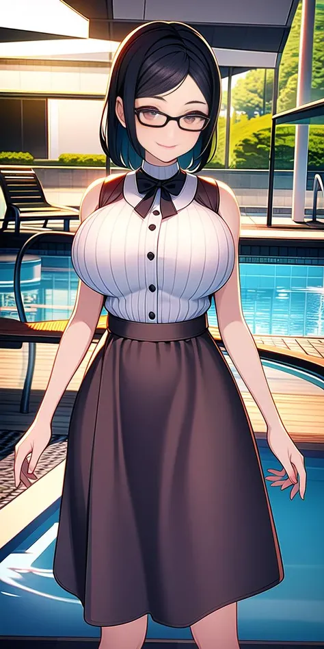 Bulma, blue hair, Best Quality, (Beauty), Masterpiece, 1 female, physical rendering, thin waist, big eyes, (small breasts), swollen eyes, night, illuminated skin, facing the audience, determined expression, facing the camera, bikini and bra, in a Bar