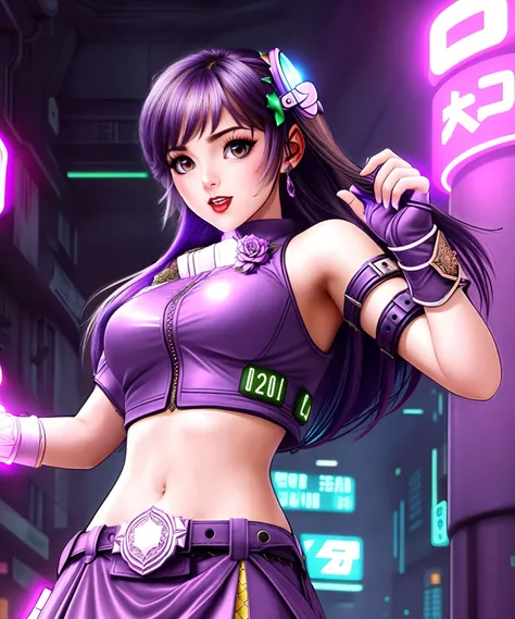 (at night), alone, in a video game scene a background of a beautiful city during the day raining, standing at attention, purple hair, lightning behind her, lightning coming out of her hand ((purple hair)), 1 girl, alone, 20 years old, young woman, perfect hands, beautiful and perfect fingers, long beautiful legs, perfect legs, beautiful body, beautiful nose, beautiful character design, perfect face, look at the viewer with a serious gesture and in a standing position attack (focusing on his face), closed mouth, Light_Smile, official art, extremely detailed CG unity 8k wallpaper, perfect lighting, bright and colorful front lighting, glowing skin (masterpiece: 1.0), (best_quality: 1.0), resolution ultra high, 4K, ultra detailed photography, 8K, HDR, high resolution, nonsense: 1.2, Kodak portra 400, film grain, blurred background, bokeh: 1.2, lens flare, (vibrant_color:1.2), professional photography, (beautiful_face : 1.5), (narrow waist),