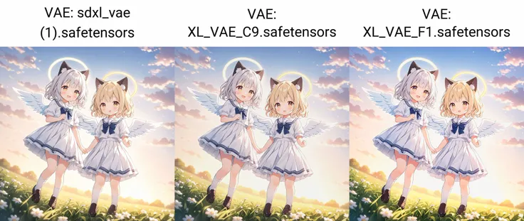 semilong wavy blonde hair girl with angel wings with Angel Halo with cat ears and semilong wavy silver hair girl with angel wings with Angel Halo with cat ears,full body,(school uniform),depth of field,4k backlighting,in Fantastic field, 2girls,ultra cute