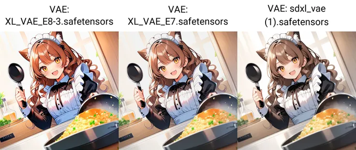 Draw wavy hair, Maid clothes and cat ears with frying pan