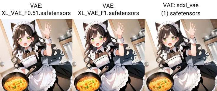 Draw wavy hair, Maid clothes and cat ears with frying pan