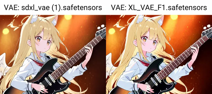 masterpiece, best quality, wavy blonde hair,{{{angel wings}}},{{{Angel Halo}}},{{{{school uniform}}}},{{cat ears}},{{{play the guitar}}},backlighting,in fantastic field