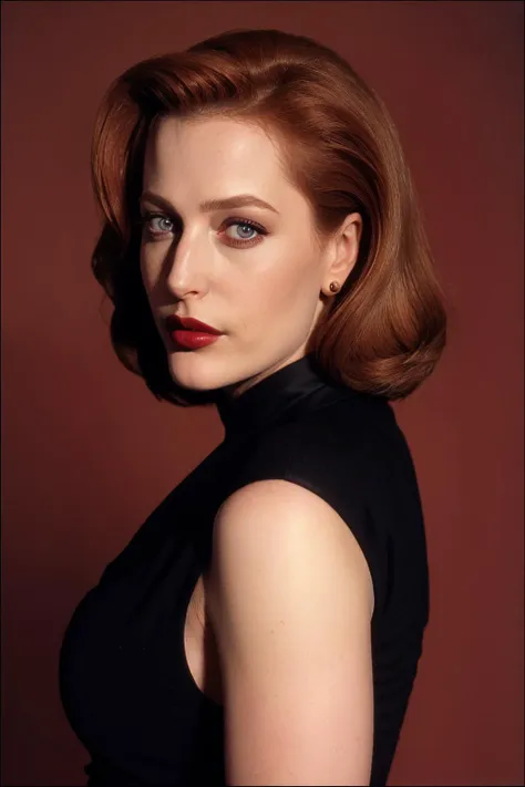 agentscully, portrait, make-up, lipstick, elegant, formal, highly detailed, iconic, stylish, mole,
<lora:DanaScullySD_v2:1>