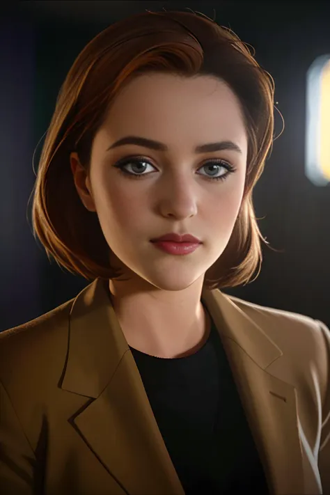 Dana Scully, portrait, soft light,
<lora:DanaScullySD-000002:1>, intricate details, hyperdetailed, cinematic, realistic, masterpiece