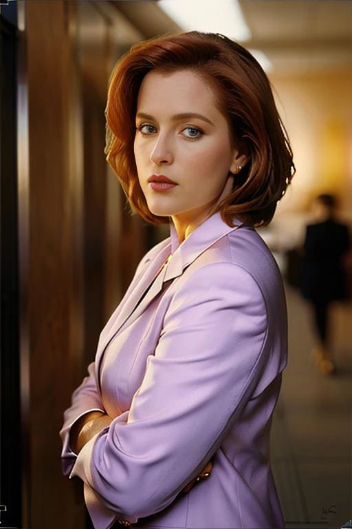 Dana Scully, portrait, soft light, dark business suit,
<lora:DanaScullySDstrong:1>, intricate details, hyperdetailed, cinematic, realistic, masterpiece