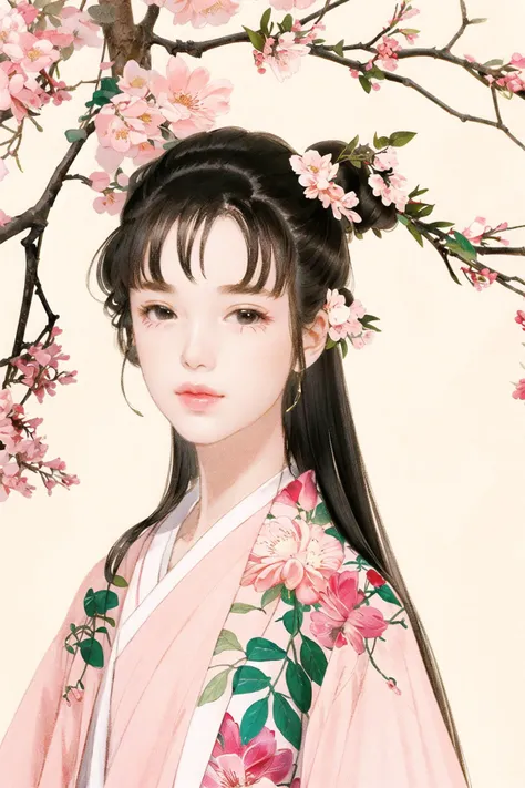 Peach Blossom, Pink,1girl,solo,upper body,