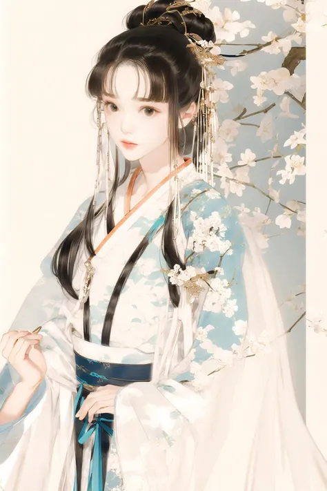 1girl,solo,beauty, gauze,hanfu,upper body,