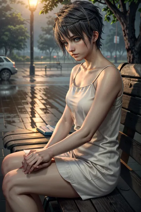 (masterpiece, best quality) <lora:epi_noiseoffset2:1> <lora:add_detail:0.7> <lora:ZoeRE7:0.8>
ZoeRE7, 1girl, solo, looking at viewer, short hair, black hair, sitting, rainy at the park bench, multi colors, sunrise, soft lighting, soft details, painting oil on canvas by Nixeu:3, character