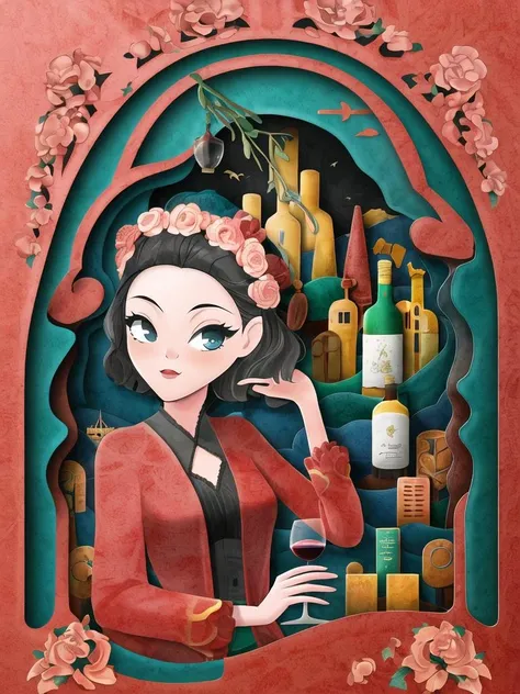 Wine Bottle, 1girl, City