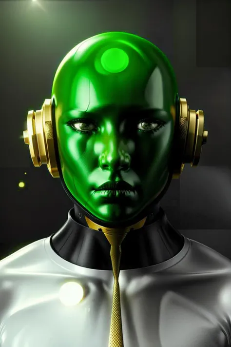 a man in a green suit and helmet _ 3d_portrait , c4d , render