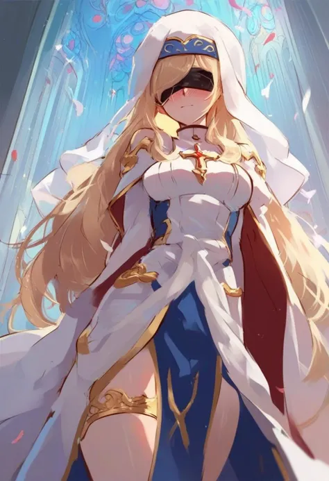 <lora:Sword_Saint_Job__Class_for_Pony:1> saint, sexy, anime style, focus on legs, dynamic angle, blindfolded, blushing, horny, score_9, score_8_up, score_7_up, score_6_up, score_5_up, score_4_up, hd, (ultra hd quality details), 8K