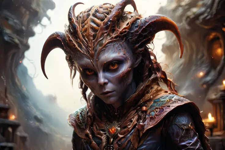 <lora:xl_more_art-full_v1:0.7>, (best quality:1.5), (intricate emotional details:1.5), (ultra detailed), (sharp focus), (sharp details), digital illustration of a <lora:RPGTieflingXL:0.7> tiefling in a Hive mind of interconnected consciousness.,  hyperrealism, Western, <lora:alienzkin:0.7> alienzkin
