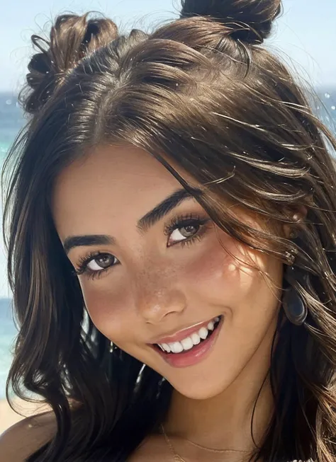 High detail RAW color Photo of gorgeous sks woman, smile, fit, toned, sexy look, high detail hair, (skin pores, skin imperfections), sharp body, highly detailed body, highly detailed face, sharp focus, 8k high definition, insanely detailed, intricate, masterpiece, highest quality, <lora:locon_andreabotez_v1_from_v1_64_32:1.25>