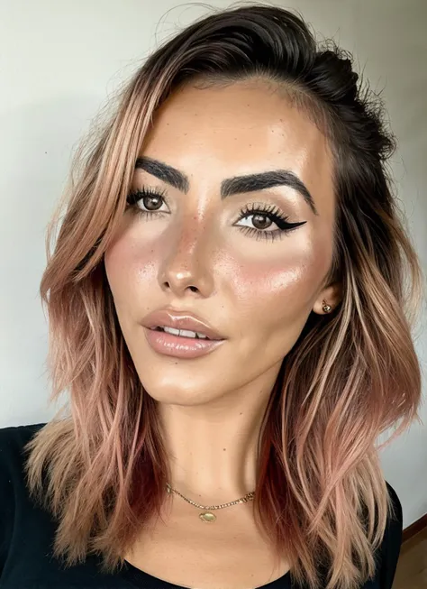 portrait RAW photo of sks woman, medium breasts, tan, dewy skin, sweaty skin, wavy hair, punk tshirt, punk, <lora:locon_andreabotez_v1_from_v1_64_32:1.25>