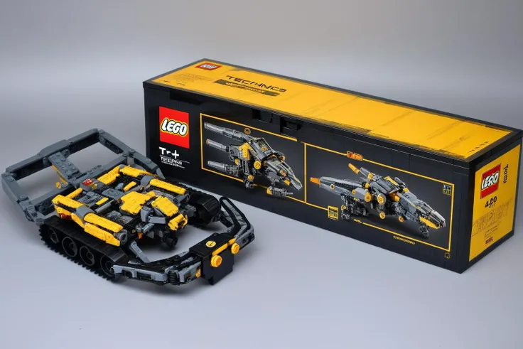 Edge of Tomorrow <lora:L3GO_Box_SDXL:1> lego technics, box, technical drawing,yellow, machinary, belt, motor,