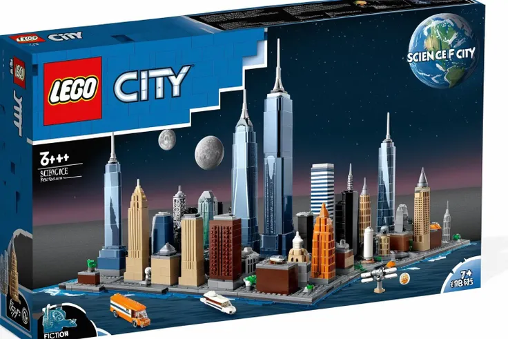 new york city <lora:L3GO_Box_SDXL:1> lego, science fiction, box, city