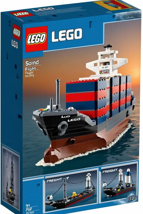 giant freight ship <lora:L3GO_Box_SDXL:1> lego, science fiction, box