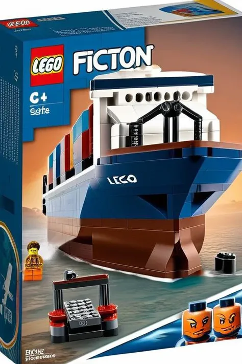 giant freight ship <lora:L3GO_Box_SDXL:1> lego, science fiction, box